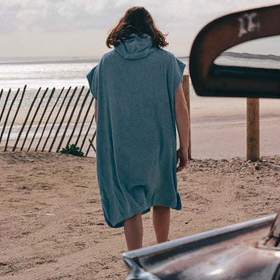 WITTERING SURF HOODED CHANGE ROBE - MID BLUE - 3 SIZES