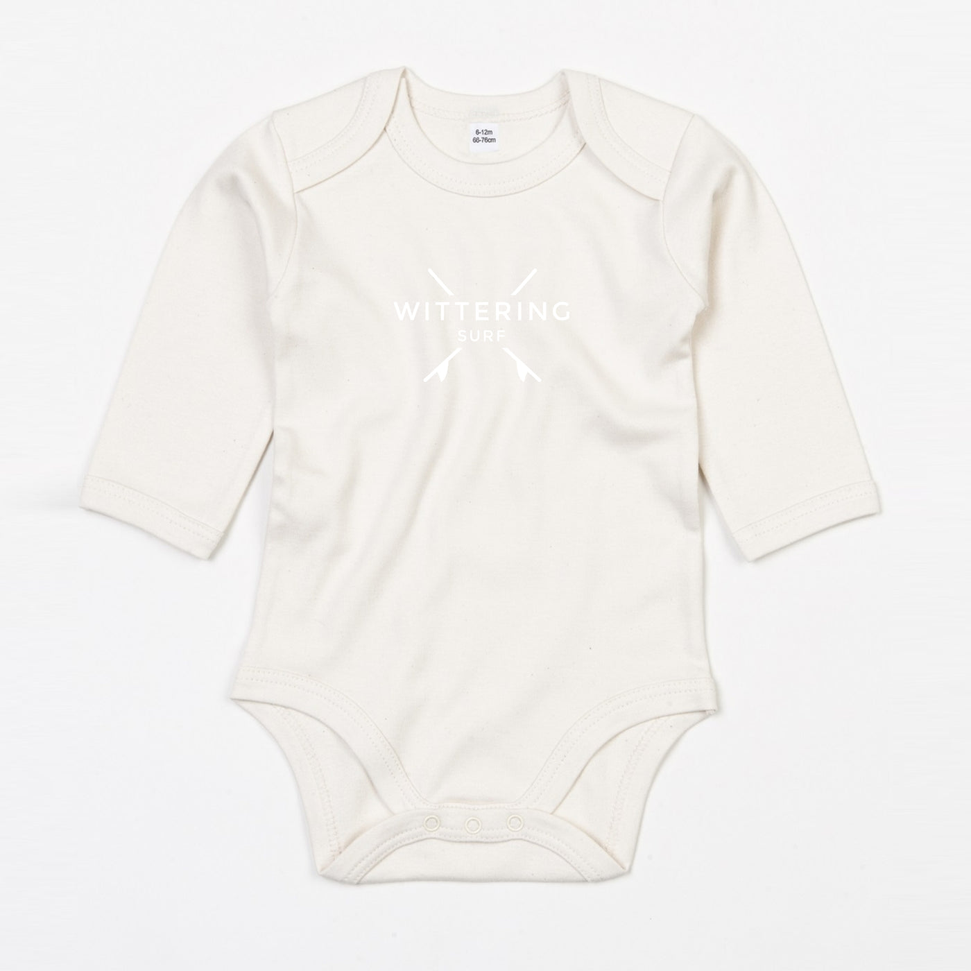 LONG SLEEVE BABY BODYSUIT  - NATURAL RAW