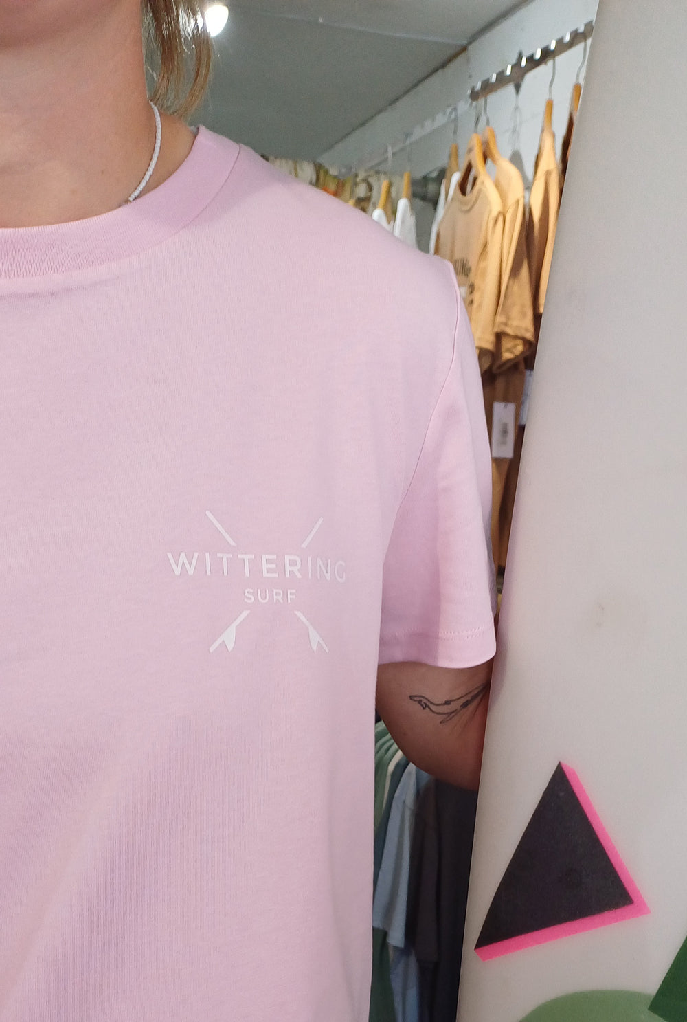LADIES EVERYDAY CREST T-SHIRT - COTTON PINK - Wittering Surf Shop