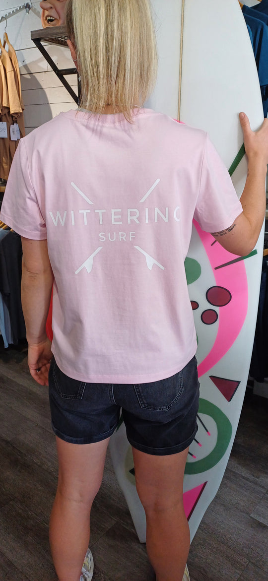 LADIES EVERYDAY CREST T-SHIRT - COTTON PINK - Wittering Surf Shop