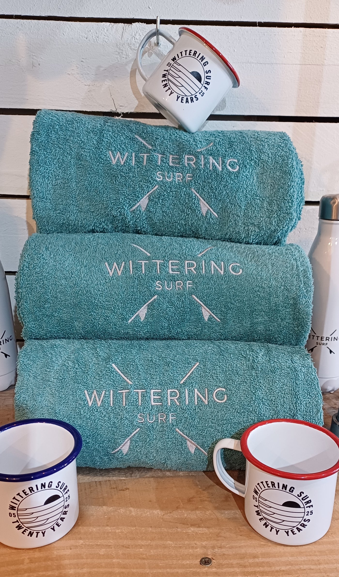 WITTERING SURF EMBROIDERED LARGE TOWEL - 2 COLOURS