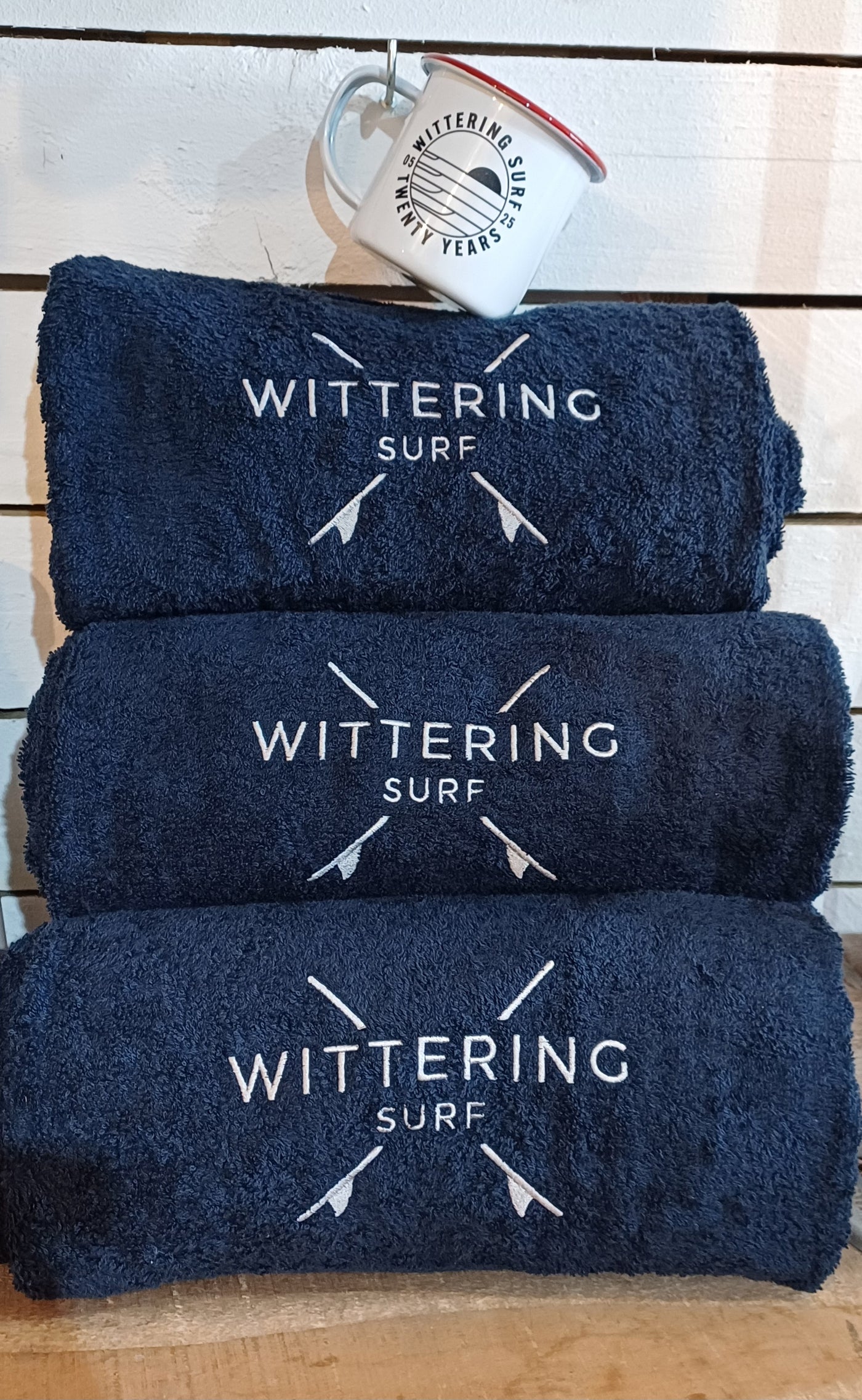 WITTERING SURF EMBROIDERED LARGE TOWEL - 2 COLOURS