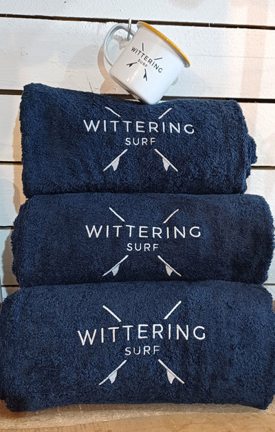 WITTERING SURF EMBROIDERED LARGE TOWEL - 2 COLOURS