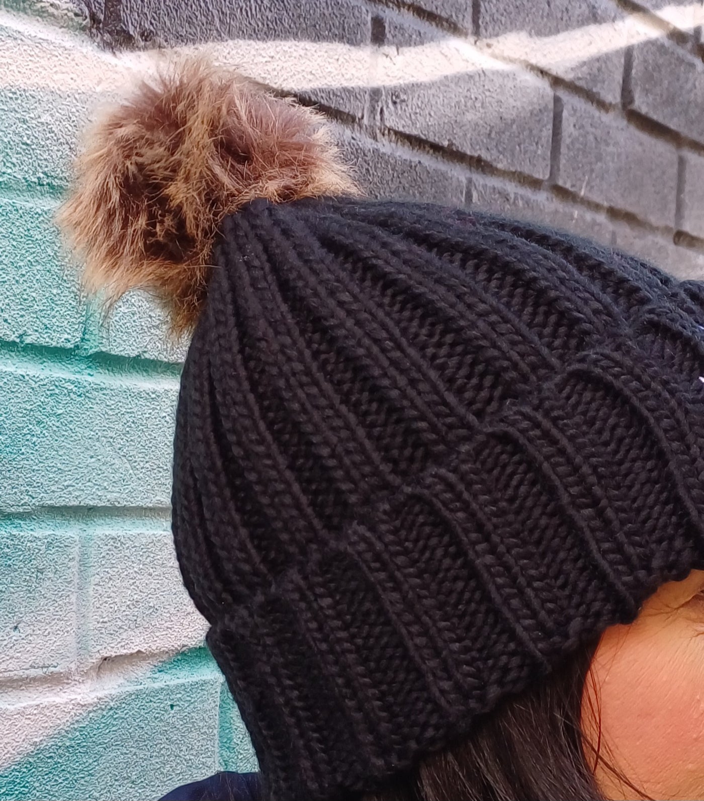 EMBROIDERED NO FUR POM POM BEANIE - 4 COLOURS