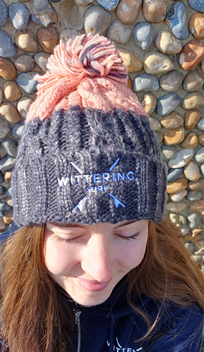 EMBROIDERED CABLE KNIT BEANIE - 3 COLOURS AVALIABLE