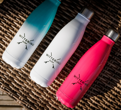 STAINLESS STEEL WATER BOTTLE - Mint Green/White/Stainless Steel/Hot Pink/Aqua Fusion