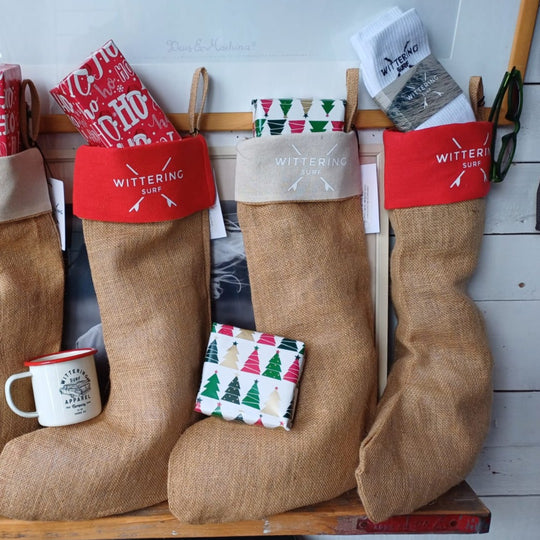 CHRISTMAS COTTON JUTE STOCKINGS - 2 COLOURS - Wittering Surf Shop