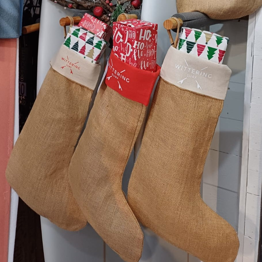 CHRISTMAS COTTON JUTE STOCKINGS - 2 COLOURS - Wittering Surf Shop