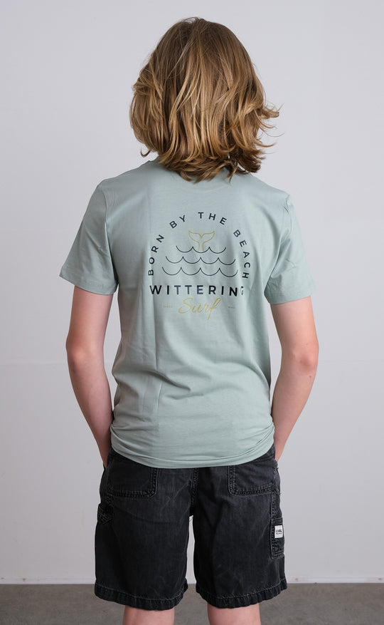 KIDS BORN BY THE BEACH T-SHIRT - ALOE - Black &amp; Gold Design