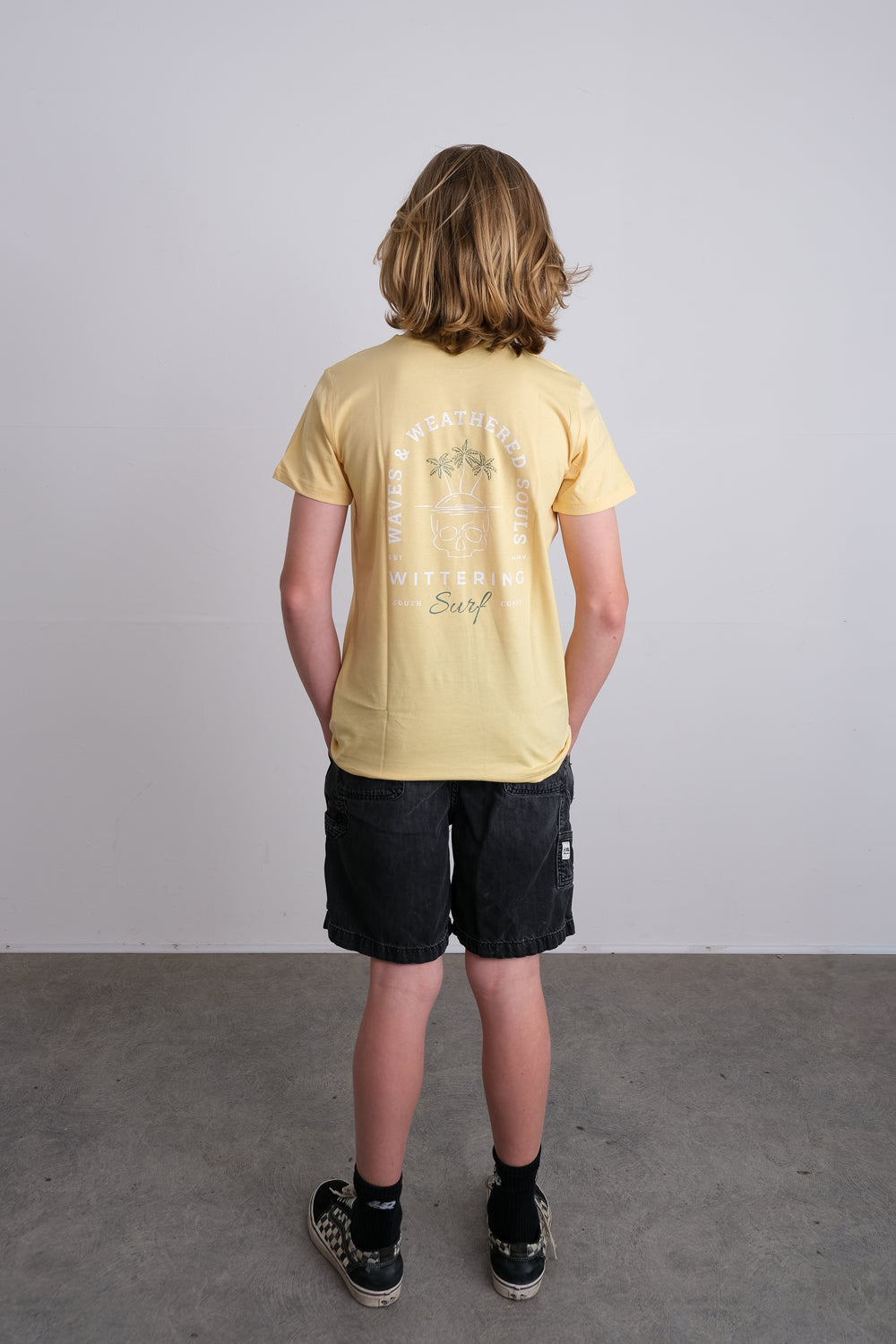 KIDS WAVES & WEATHERED SOULS T-SHIRT - YELLOW - Wittering Surf Shop