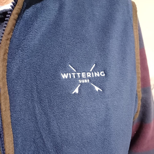 CAPBRETON FLEECE GILET NAVY/BROWN – Wittering Surf Shop