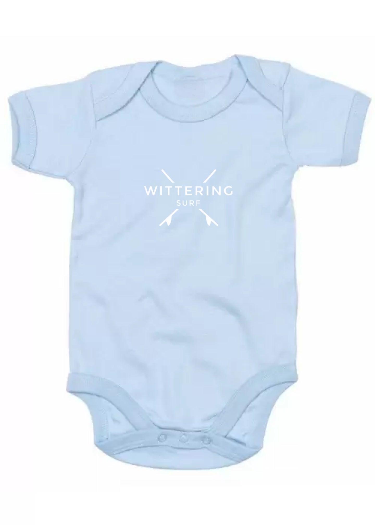 SHORT SLEEVE BABY BODYSUIT  - DUSTY BLUE - Wittering Surf Shop