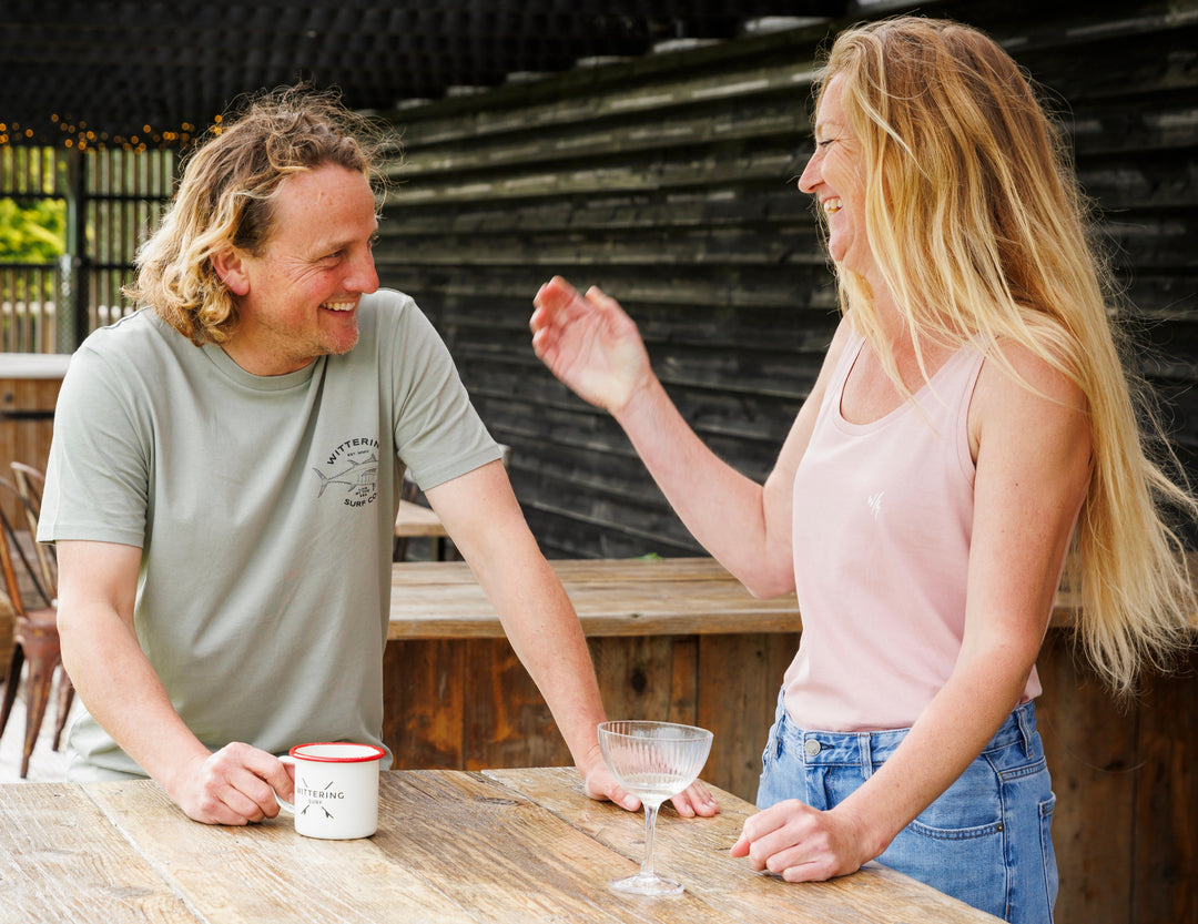 WITTERING SURF ENAMEL CAMPING MUG - RED/CREAM - Wittering Surf Shop