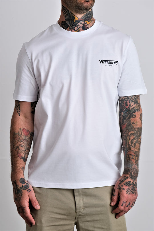 WITTSRFCO EST 2005 -  MENS T-SHIRT - WHITE - Wittering Surf Shop