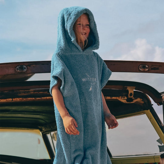 WITTERING SURF HOODED CHANGE ROBE - MID BLUE - 3 SIZES - Wittering Surf Shop