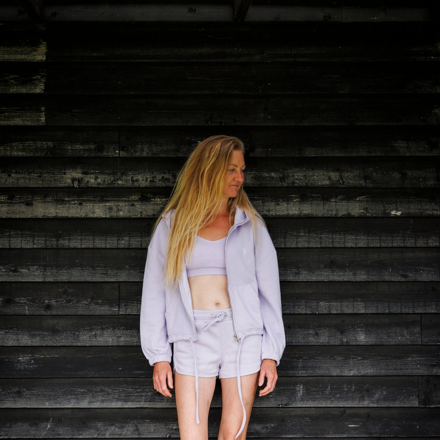 LADIES RETRO JOGGER SHORTS - LILAC
