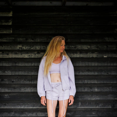LADIES RETRO JOGGER SHORTS - LILAC