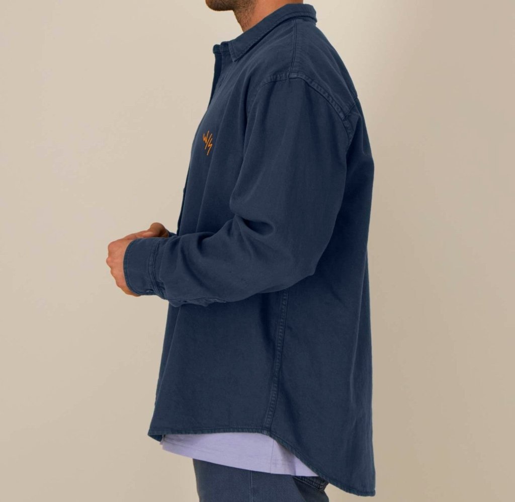 SHORE BREAK LONG SLEEVED UNISEX SHIRT - NAVY - Wittering Surf Shop