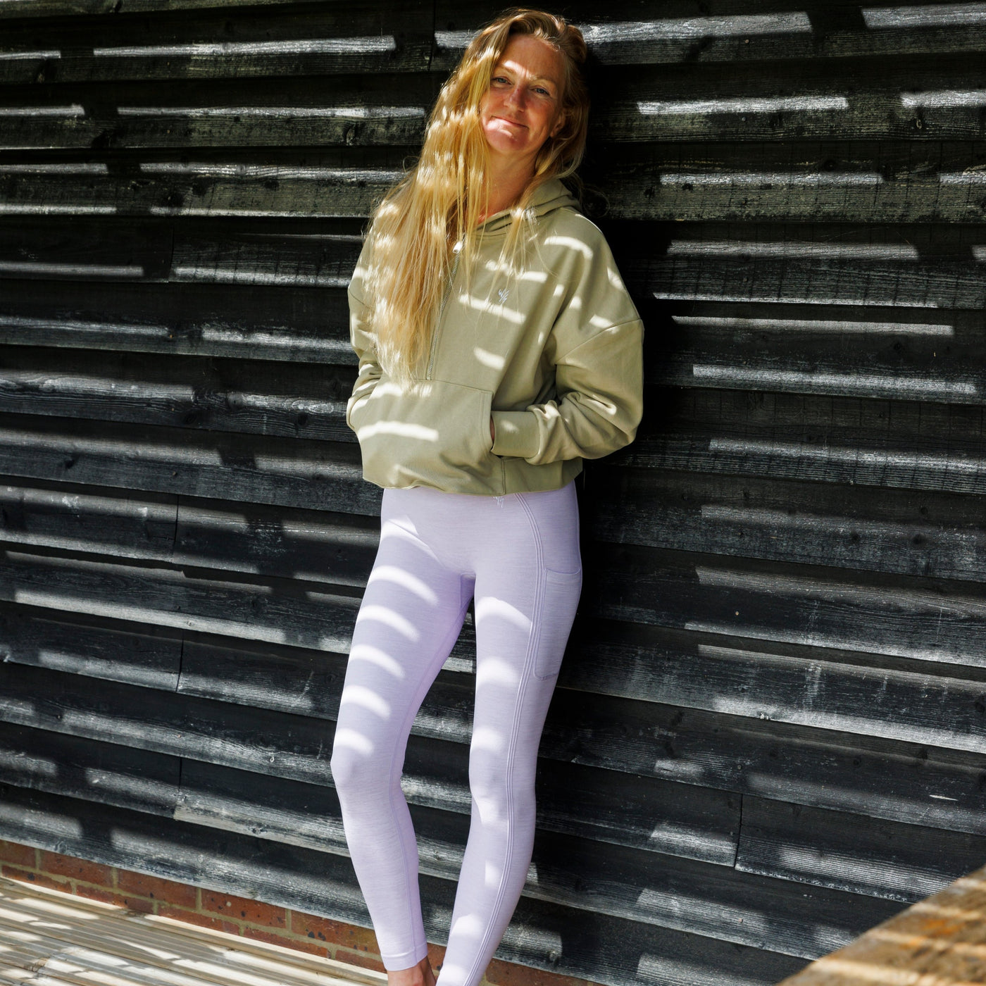 LADIES OVERSIZED CROP HALF ZIP HOODIE - SAGE