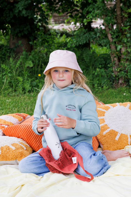 KIDS ORGANIC COTTON EMBROIDERED BUCKET HAT - 4 COLOURS - 2 SIZES - Wittering Surf Shop