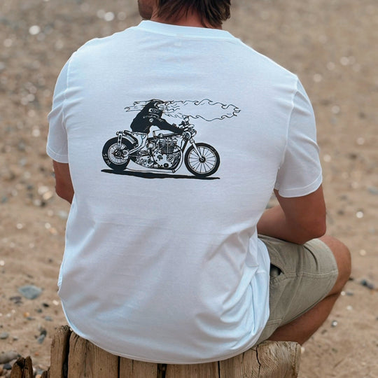 MENS BEAST OF THE ROAD T-SHIRT WHITE - Wittering Surf Shop