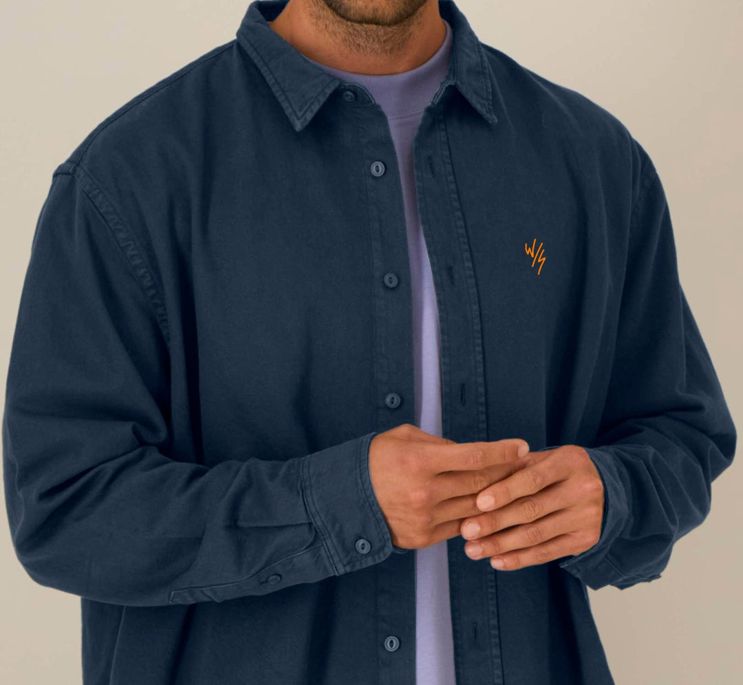 SHORE BREAK LONG SLEEVED UNISEX SHIRT - NAVY - Wittering Surf Shop