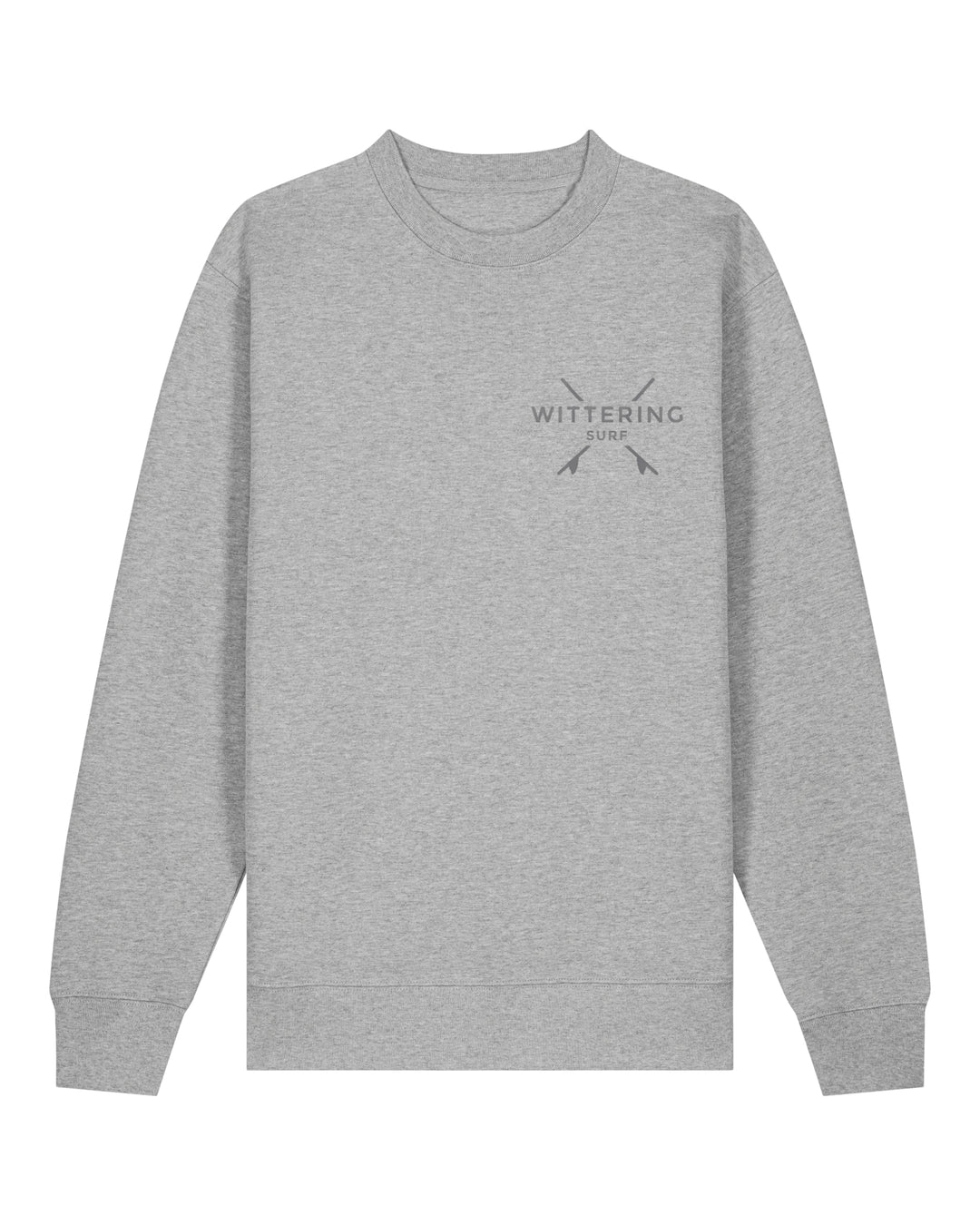 WITTERING SURF OUTLINE CREW - HEATHER GREY - Wittering Surf Shop