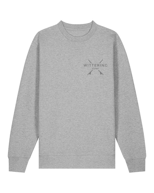 WITTERING SURF OUTLINE CREW - HEATHER GREY - Wittering Surf Shop