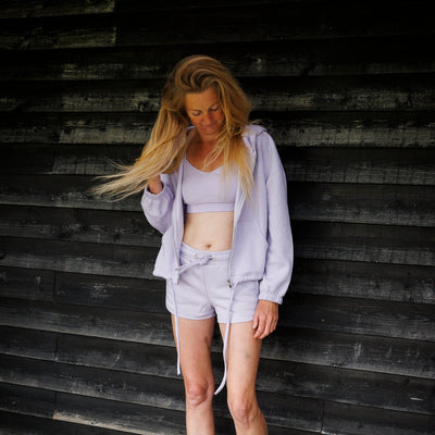 LADIES RETRO JOGGER SHORTS - LILAC