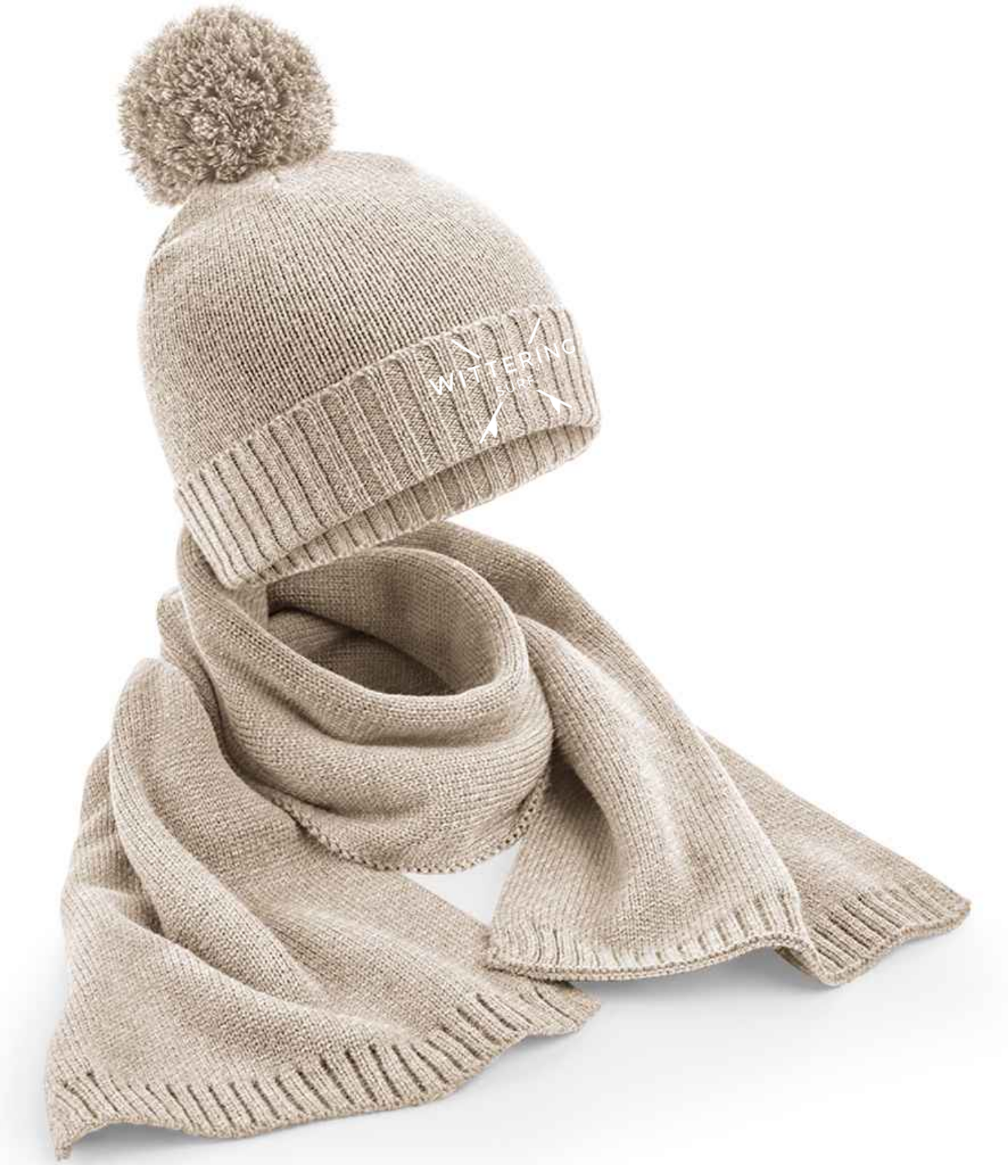 EMBROIDERED KNITTED WITTERING SURF HAT & SCARF SET - 3 COLOUR OPTIONS - Wittering Surf Shop