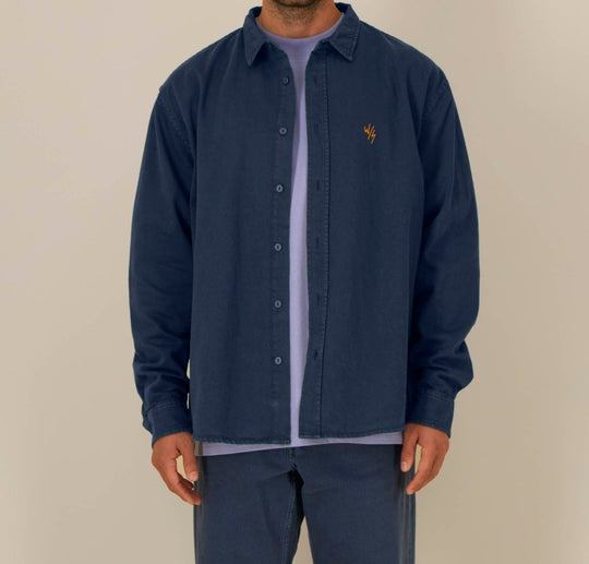SHORE BREAK LONG SLEEVED UNISEX SHIRT - NAVY - Wittering Surf Shop