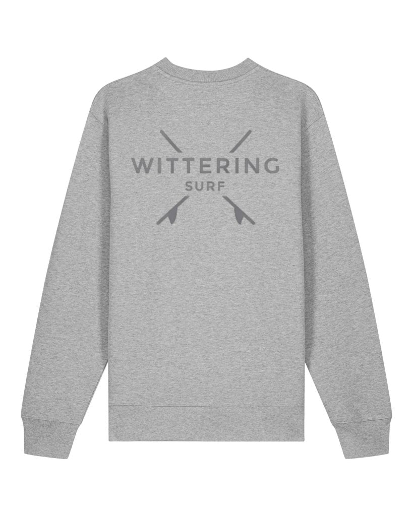WITTERING SURF OUTLINE CREW - HEATHER GREY - Wittering Surf Shop
