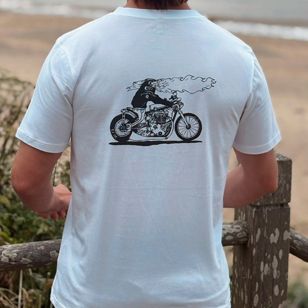 MENS BEAST OF THE ROAD T-SHIRT WHITE - Wittering Surf Shop
