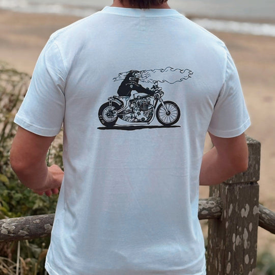 MENS BEAST OF THE ROAD T-SHIRT WHITE - Wittering Surf Shop