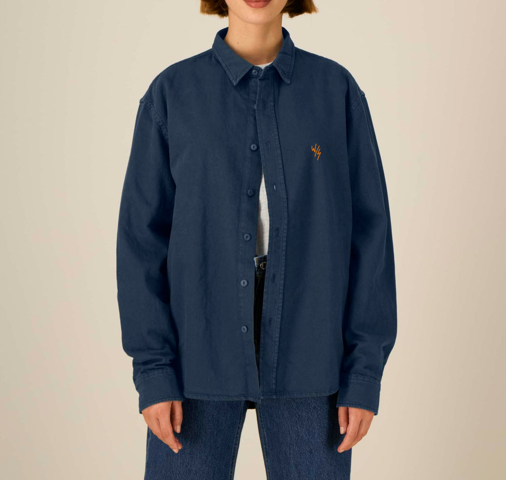 SHORE BREAK LONG SLEEVED UNISEX SHIRT - NAVY - Wittering Surf Shop