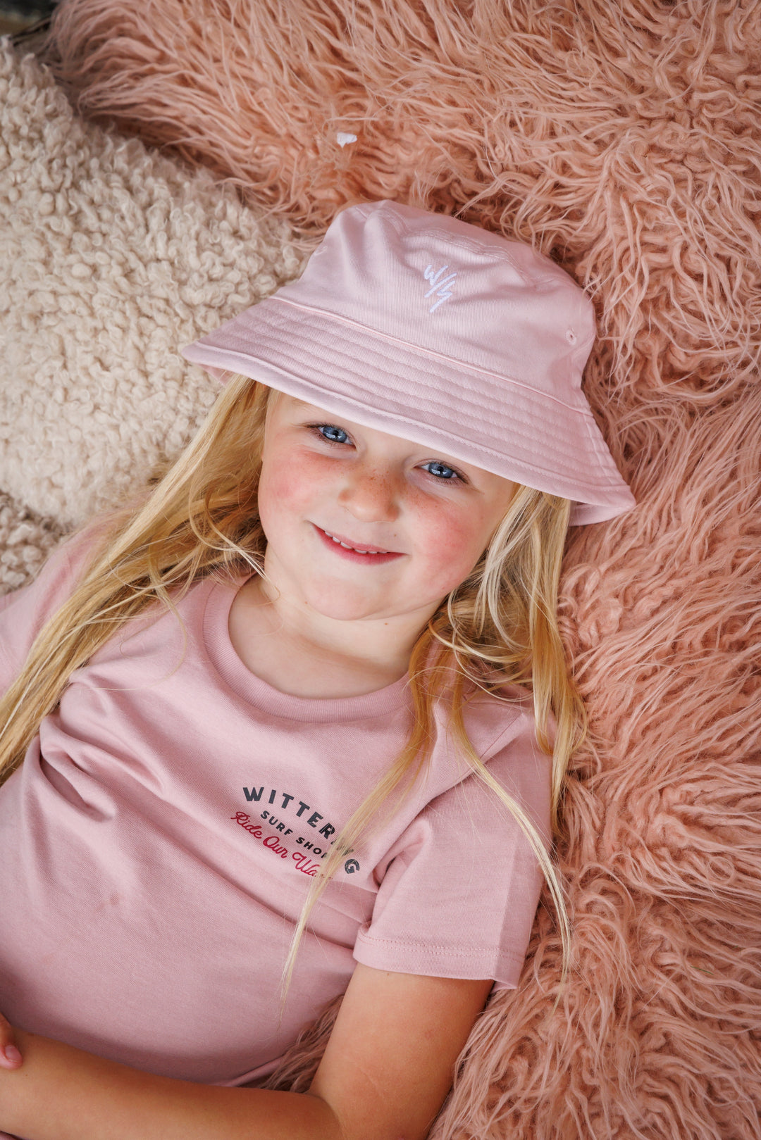 KIDS ORGANIC COTTON EMBROIDERED BUCKET HAT - 4 COLOURS - 2 SIZES - Wittering Surf Shop