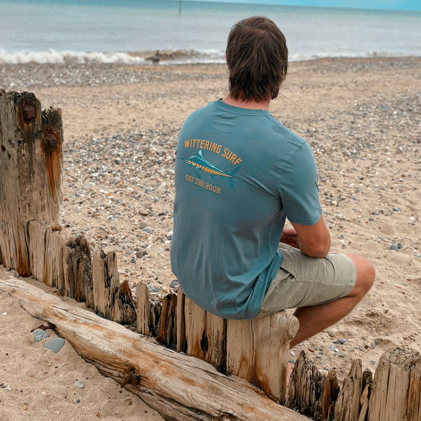 OFF THE HOOK -  MENS T-SHIRT STONE BLUE