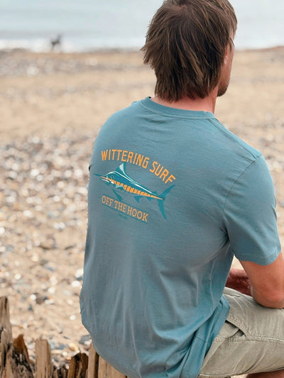 OFF THE HOOK -  MENS T-SHIRT STONE BLUE
