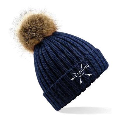FAUX FUR POM BEANIE - NAVY - Wittering Surf Shop