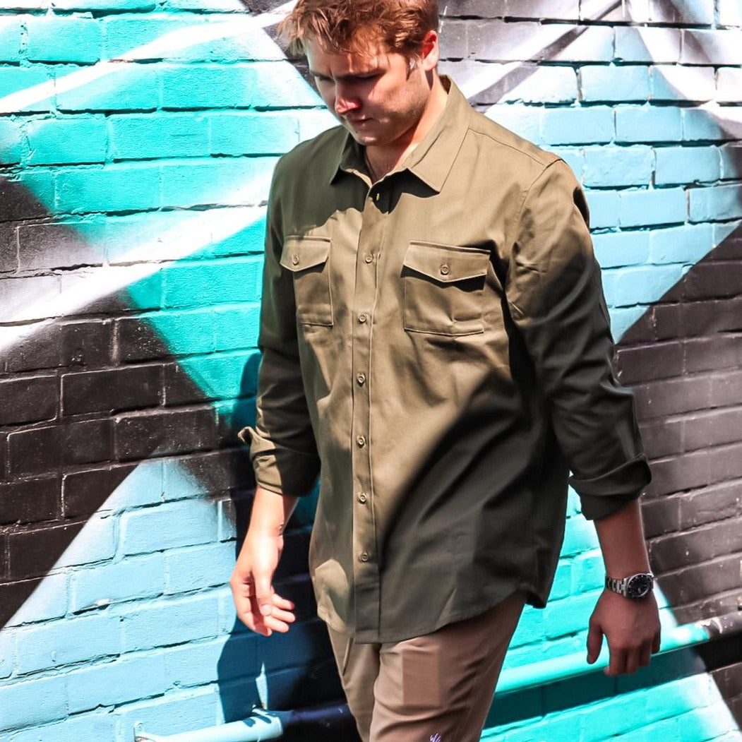 Military green shirt outfit top