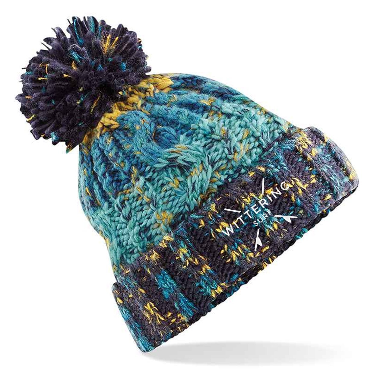 CORKSCREW RINSE BEANIE - BLUE/BLUE/YELLOW - Wittering Surf Shop