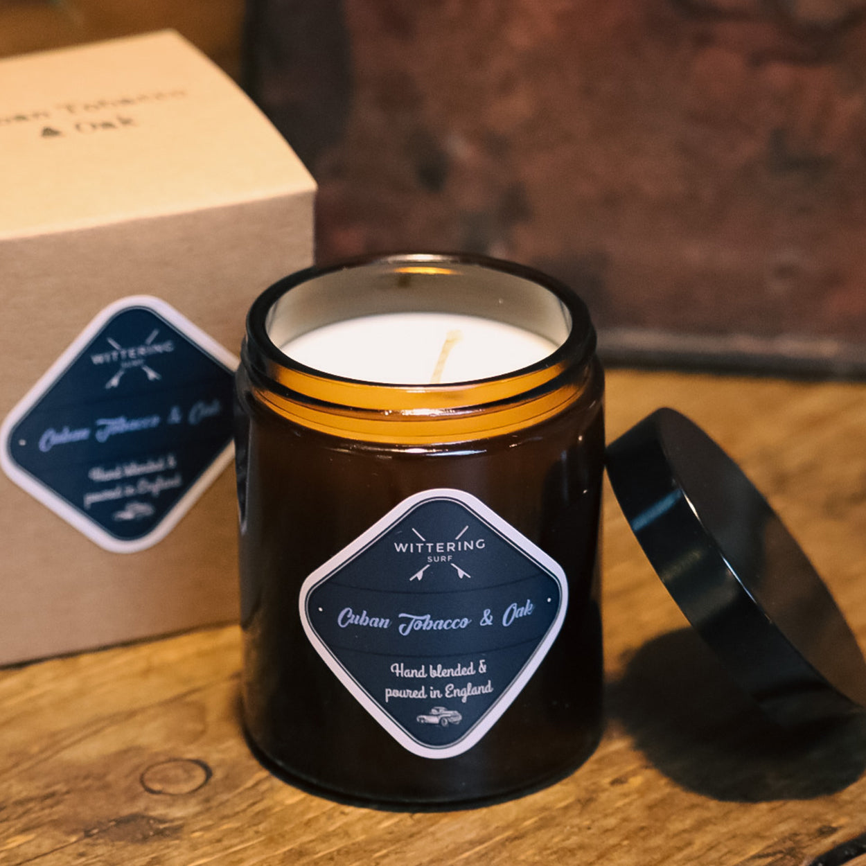 HAND POURED SOY CANDLE - CUBAN TOBACCO & OAK - Wittering Surf Shop
