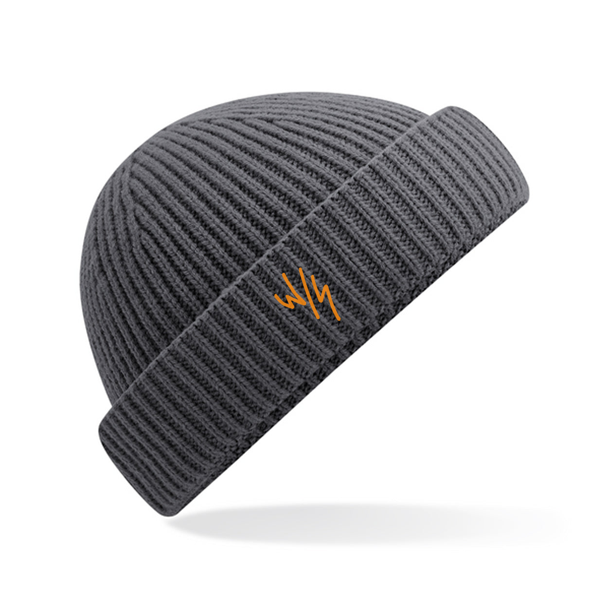 EMBROIDERED W/S TRAWLER BEANIE - GRAPHITE/ORANGE