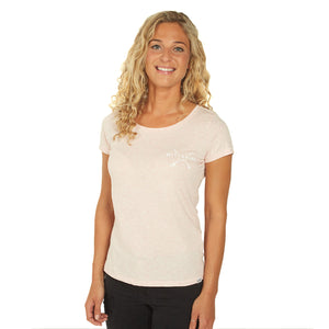 LADIES EVERYDAY T-SHIRT - CREAM HEATHER PINK - Wittering Surf Shop
