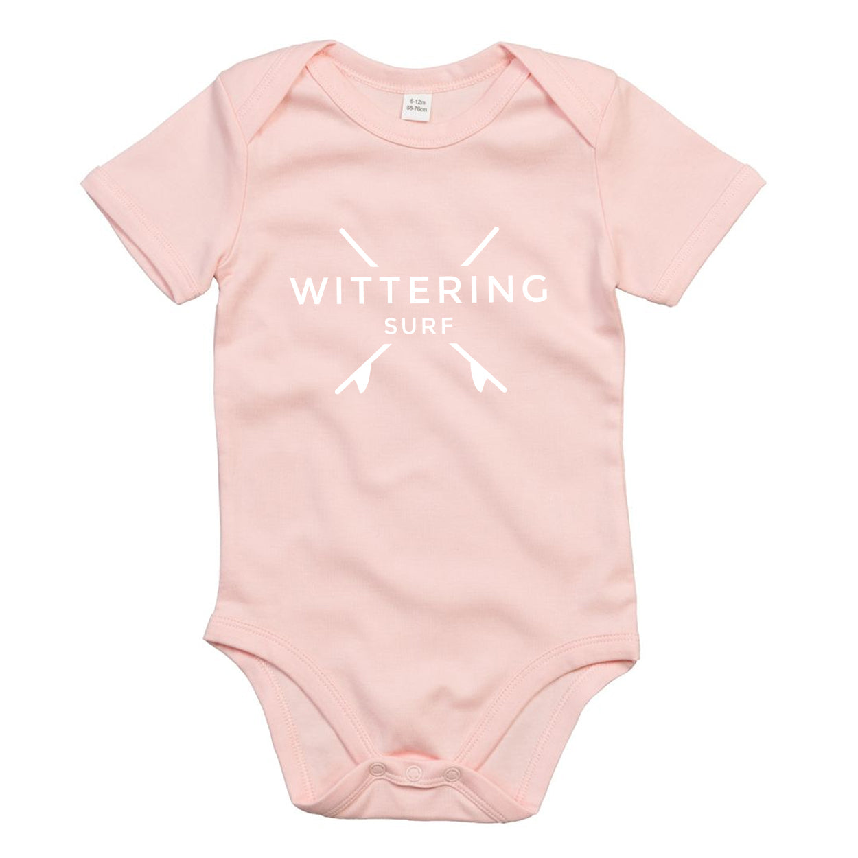 SHORT SLEEVE BABY BODYSUIT  - POWDER PINK - Wittering Surf Shop