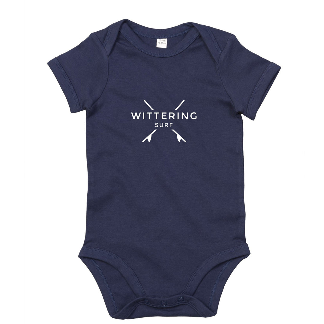SHORT SLEEVE BABY BODYSUIT  - NAVY - Wittering Surf Shop